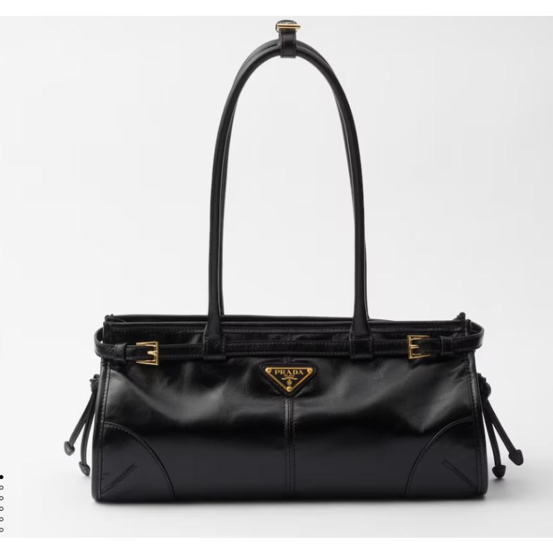 Prada SoftLux Medium Leather Tote-Black 