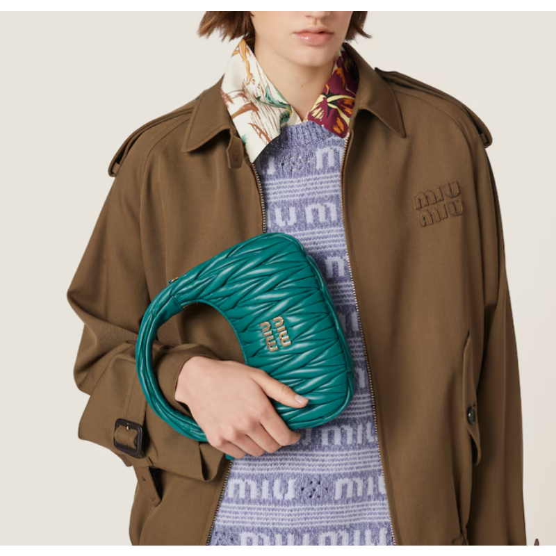 Miu Miu Wander matelassé nappa leather hobo bag-lagoon blue