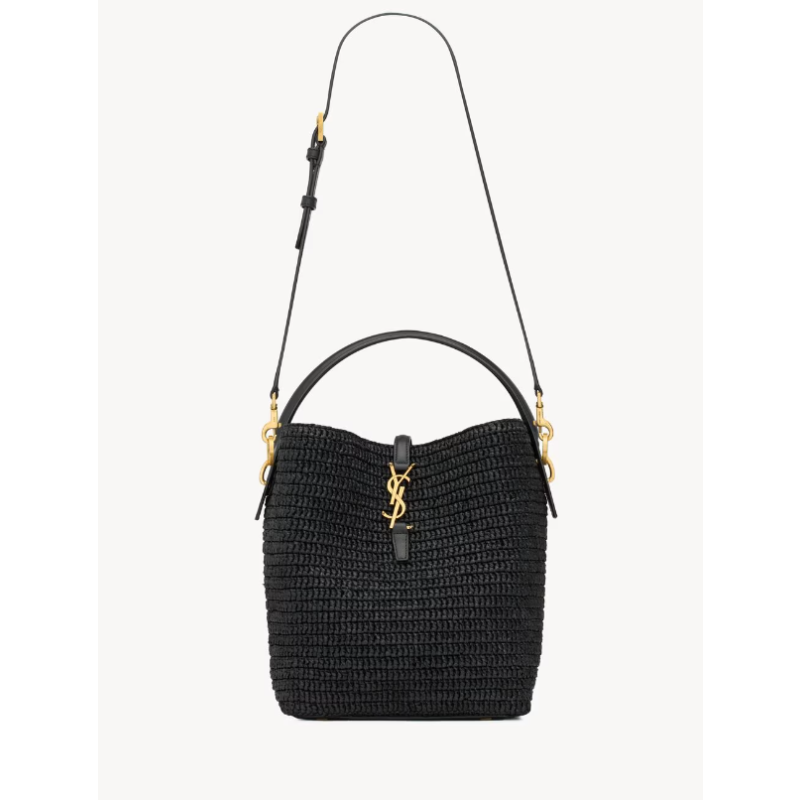 Saint Laurent LE 37 in Woven Raffia and Vegetable-Tanned leather