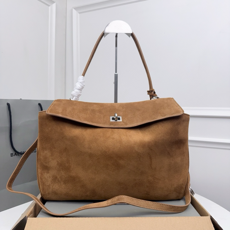 Balenciaga Rodeo Medium Handbag in Suede and Calfskin 
