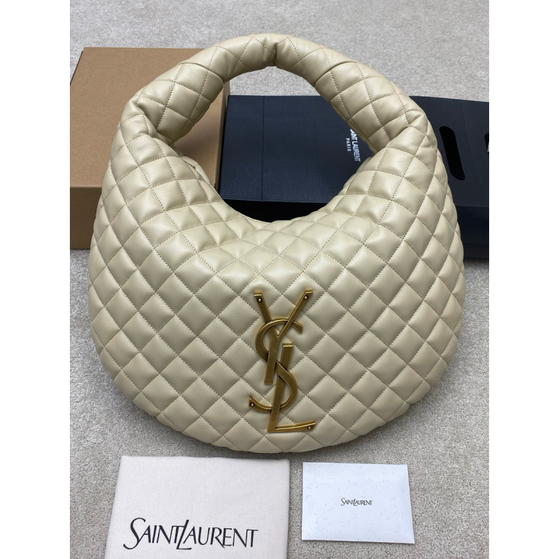 Saint Laurent Icare Medium Hobo in Quilted Nappa-Beige