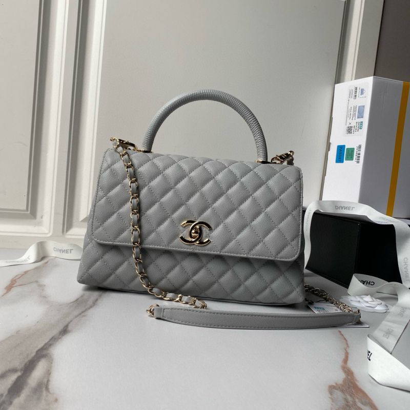 Chanel Medium Coco Handle Bag-Grey