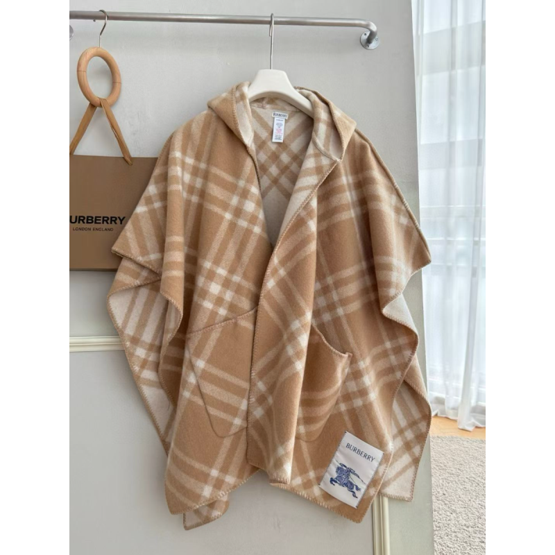 Burberry Check Wool Hooded Cape