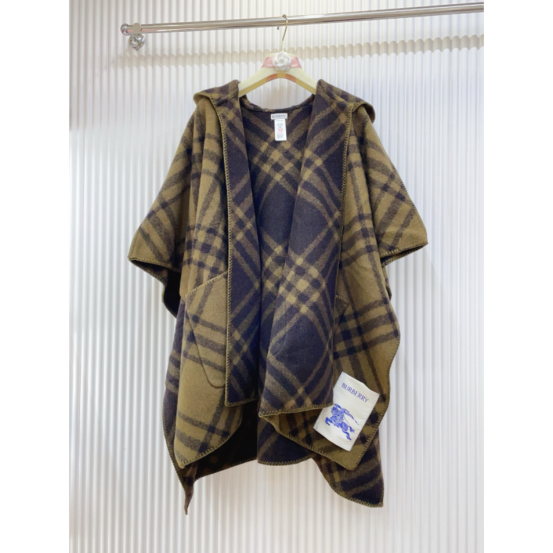 Burberry Reversible Check Wool Hooded Cape