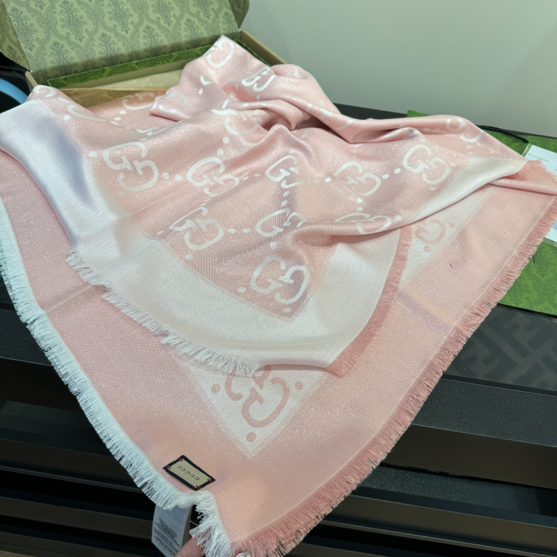 Gucci GG jacquard silk wool shawl 