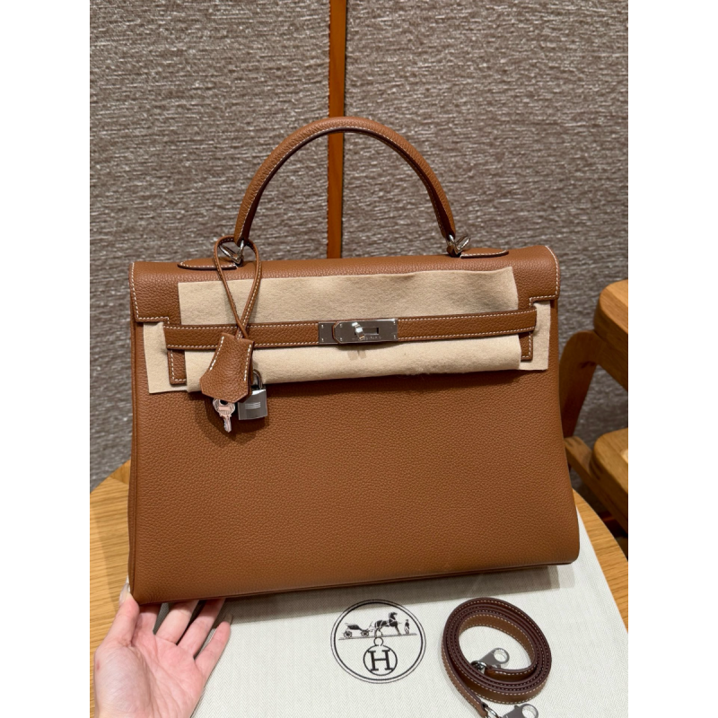 Hermes Kelly 35cm in Togo leather-Brown
